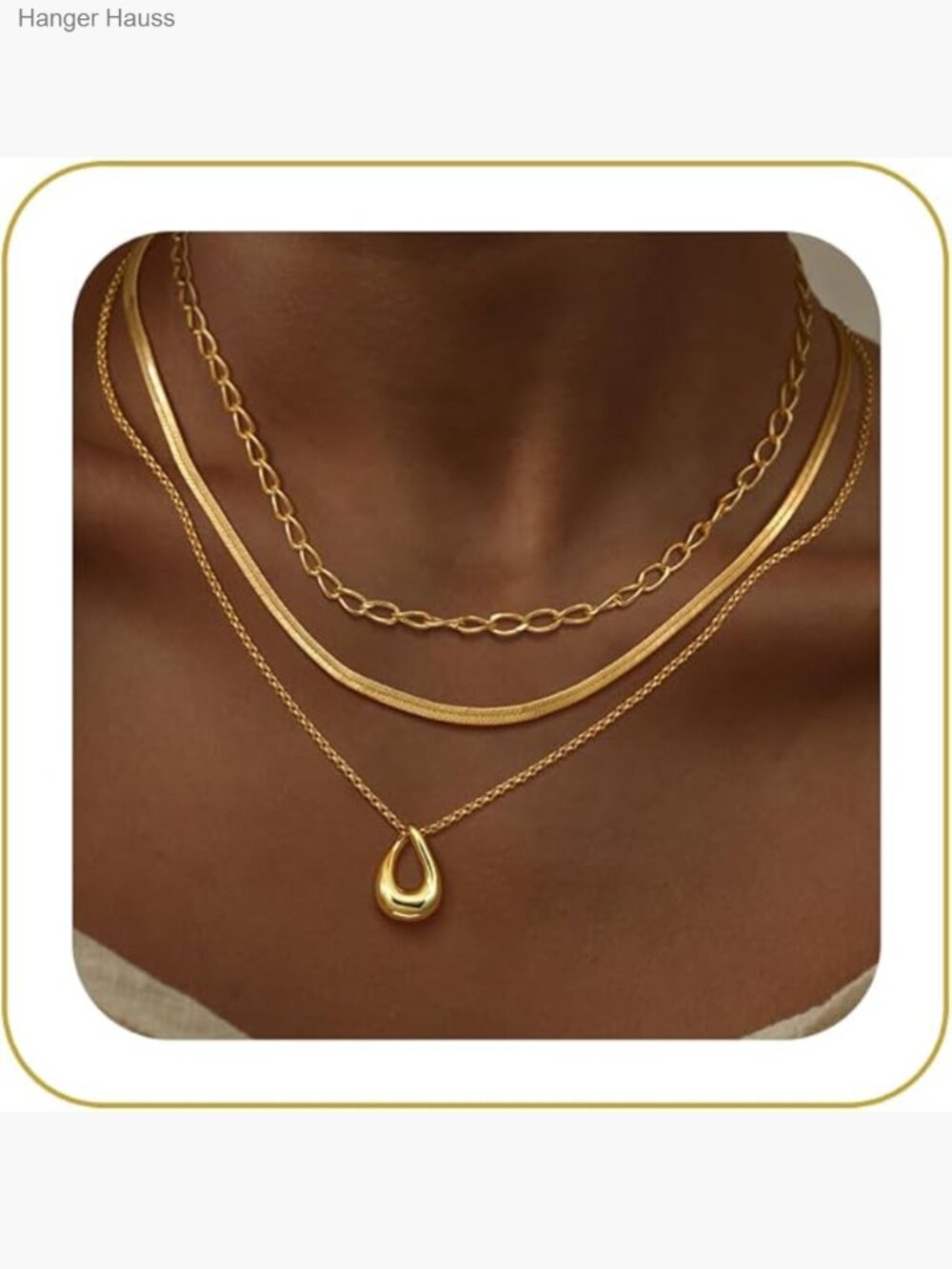 Layered Gold Plated Necklace Set - 3 Piece Stacking Choker